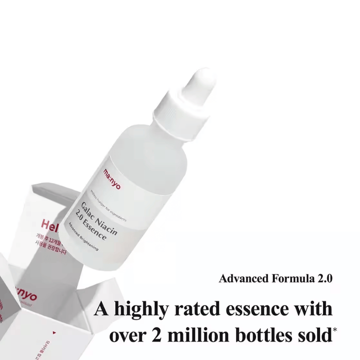 Ma:nyo Galac Niacin 2.0 Essence – najbolje prodajani korejski esence z več kot 2 milijona prodanih steklenic, obogatena z galaktomiceti in niacinamidom za jasnejši ten kože.