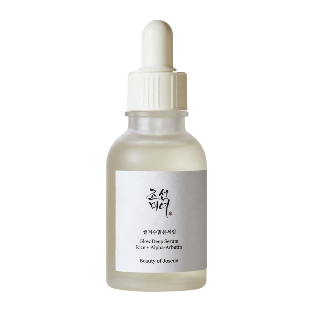 Beauty of Joseon Glow Deep Serum Rice + Alpha-Arbutin v steklenički s pipeto – korejski serum, ki posvetli, izenači ten kože in daje naravni sijaj.