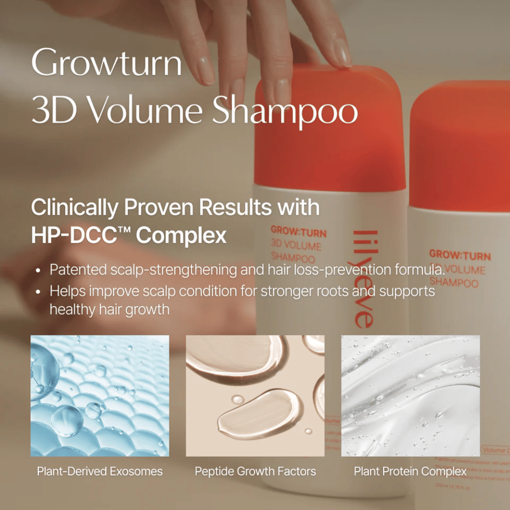 LILYEVE Grow:Turn Exosome 3D Volume Brush Shampoo z eksosomi in peptidi za polnejše lase