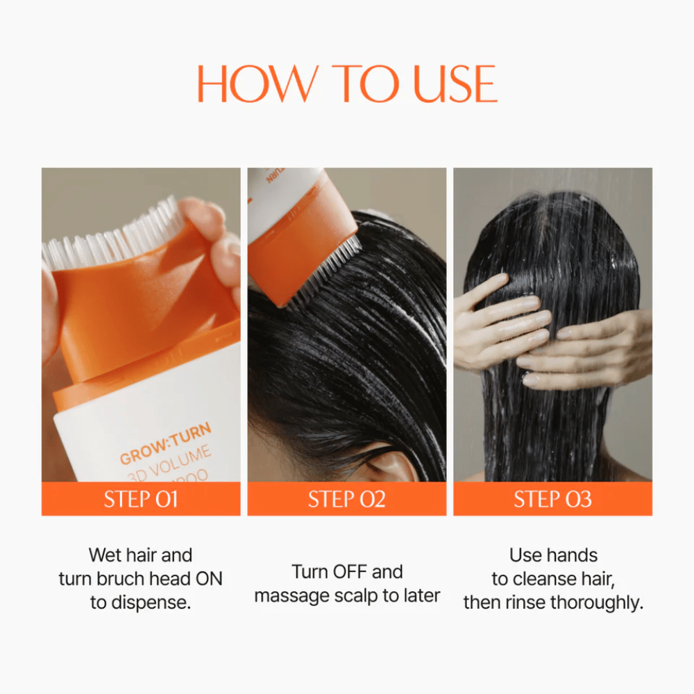 LILYEVE Grow:Turn Exosome 3D Volume Brush Shampoo z vgrajeno masažno krtačo za nego lasišča