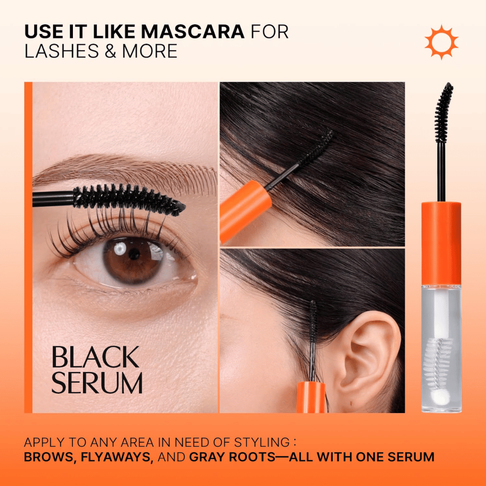 LILYEVE Grow Turn Exosome Dual Lash Serum – črni serum za dnevno uporabo, ki se nanaša na trepalnice, obrvi in linijo las.
