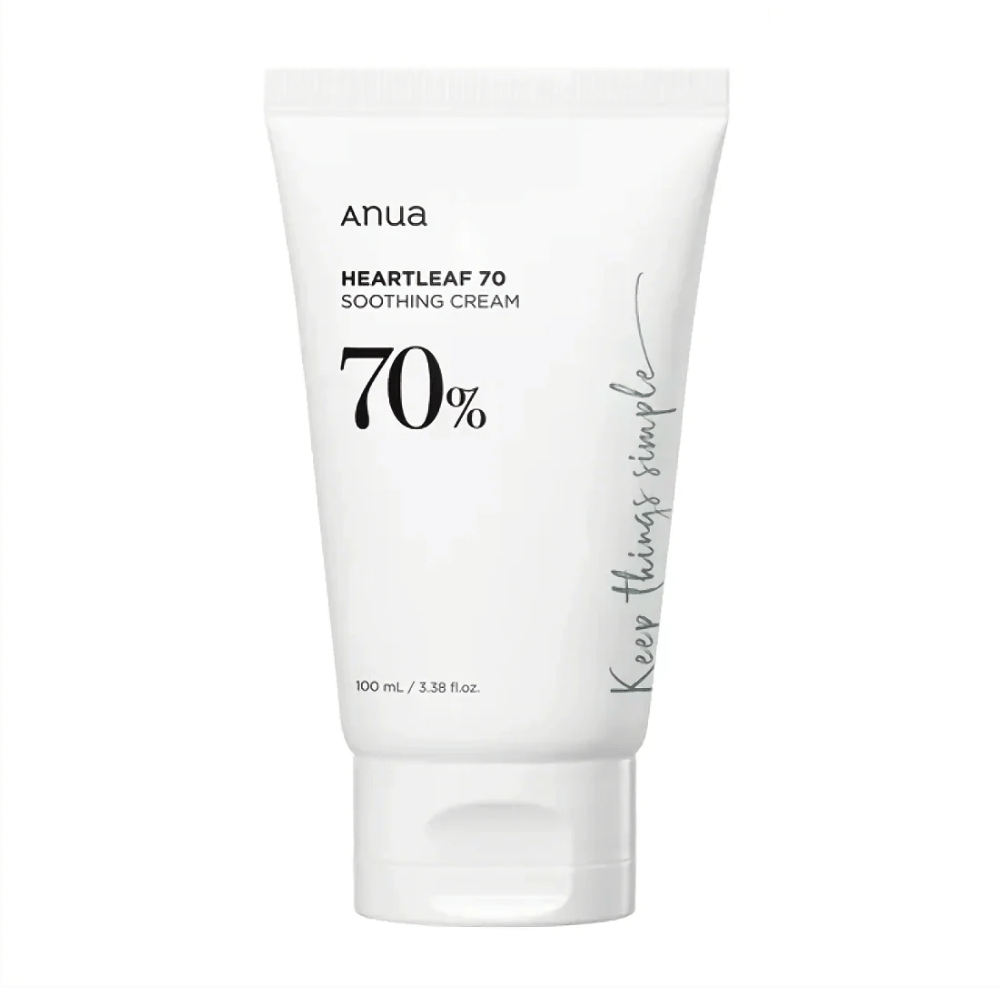 Ena tuba Anua Heartleaf 70 Soothing Cream na beli podlagi.