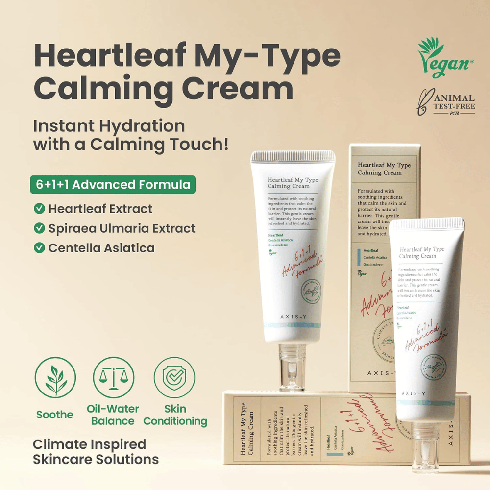 AXIS-Y Heartleaf My Type Calming Cream – vlažilna in pomirjujoča krema za obraz za občutljivo kožo