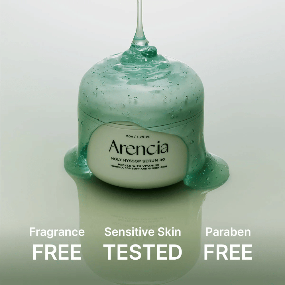 Arencia Holy Hyssop Serum 30 – hranilni gel serum z vitamini, brez dišav in parabenov, dermatološko preizkušen za občutljivo kožo.