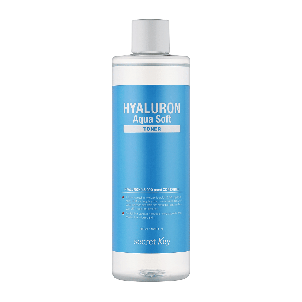 Secret Key Hyaluron Aqua Soft Toner – vlažilni tonik s hialuronsko kislino, ki zagotavlja mehko, gladko in osveženo kožo z naravnim sijajem.