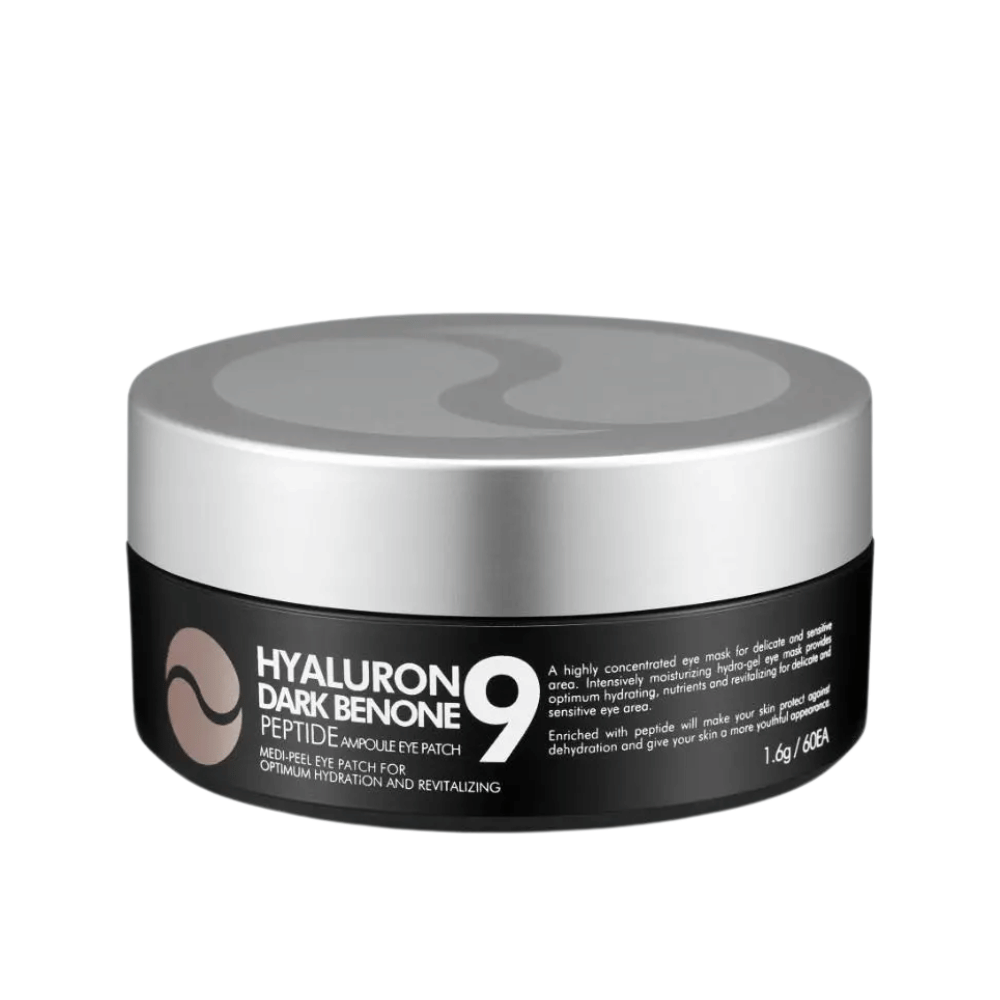 Hyaluron Dark Benone Peptide 9 Ampoule Eye Patch – korejska maska za oči v lončku s peptidi in hialuronsko kislino za intenzivno nego suhe in utrujene kože okoli oči.