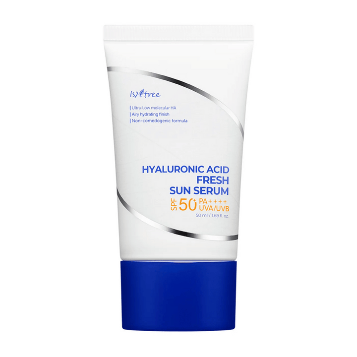 Isntree Hyaluronic Acid Fresh Sun Serum z SPF50+ PA++++ je zaščita pred soncem, ki združuje učinkovito zaščito z intenzivno vlaženje zahvaljujoč hialuronski kislini z nizko molekulsko maso. Lahka, nekomedogena formula, ki se hitro vpije in je primerna za občutljivo kožo.