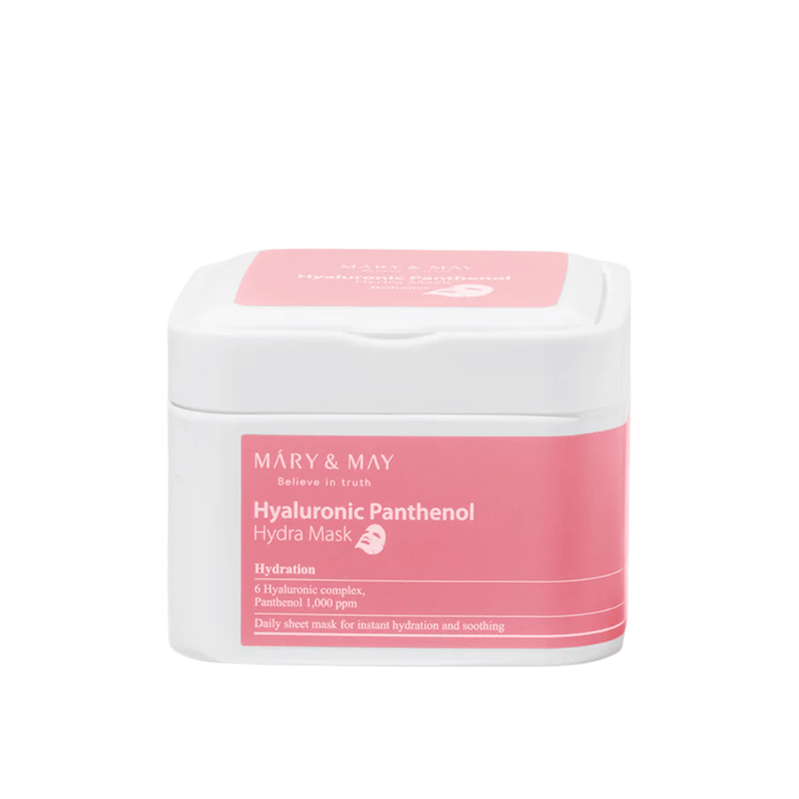 Mary & May Hyaluronic Panthenol Hydra Mask – korejska maska za obraz s hialuronskim kompleksom in pantenolom 1000 ppm za globinsko vlaženje