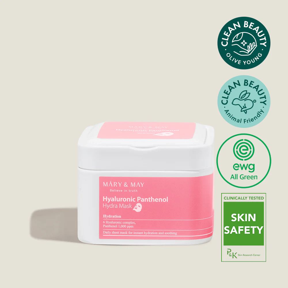 Mary & May Hyaluronic Panthenol Hydra Mask – vlažilna sheet mask s 6 hialuronskimi kislinami in pantenolom, veganska in čista lepota