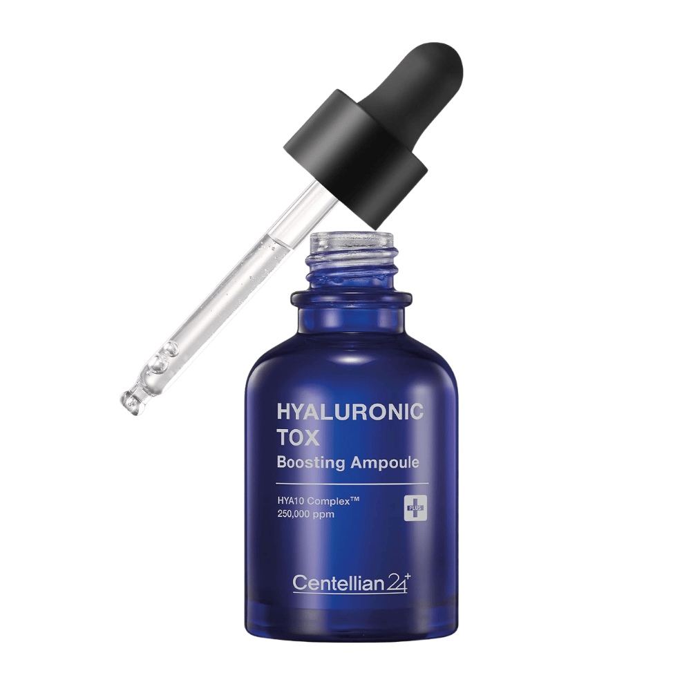 5. Centellian24 Hyaluronic Tox Boosting Ampoule – modra steklenička z vlažilnim serumom za obraz in pipeto