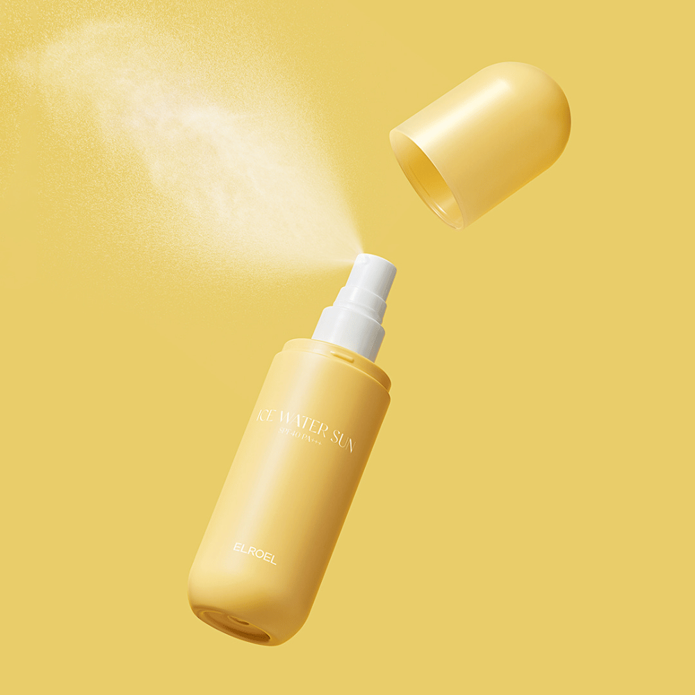 ELROEL Ice Water Sun Mist SPF 40 PA+++ pršilna steklenička z odstranljivim pokrovčkom in enakomernim razpršilom, ki kožo ščiti pred UV-žarki in daje hladilen učinek