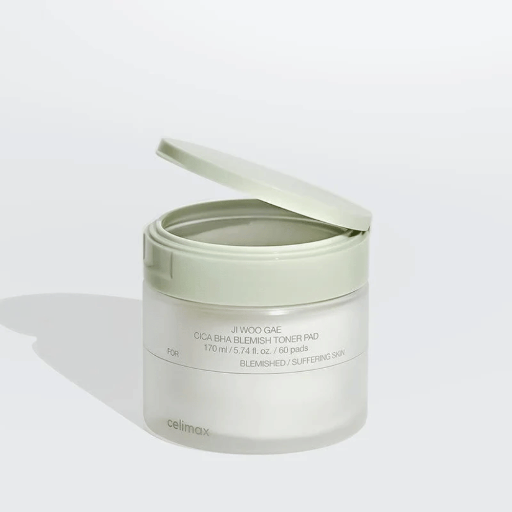 Odprta posoda Celimax Ji Woo Gae Cica BHA Blemish Toner Pad. Blage čistilne toner blazinice, ki pomirjajo in uravnavajo kožo.