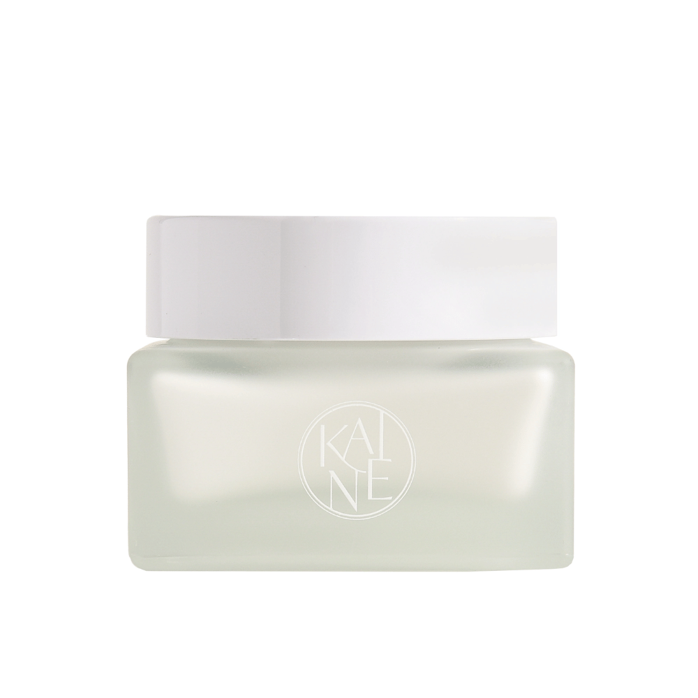 Bela posoda s KAINE Vegan Collagen Youth Cream 50 ml z belim pokrovom, ki spodbuja anti-aging in vlaženje.