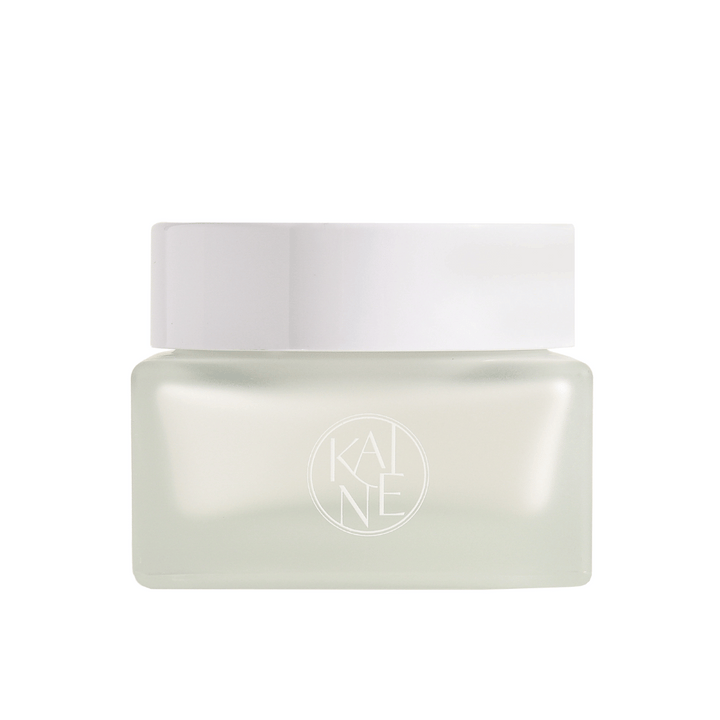 Bela posoda s KAINE Vegan Collagen Youth Cream 50 ml z belim pokrovom, ki spodbuja anti-aging in vlaženje.