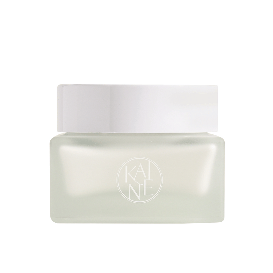 Bela posoda s KAINE Vegan Collagen Youth Cream 50 ml z belim pokrovom, ki spodbuja anti-aging in vlaženje.