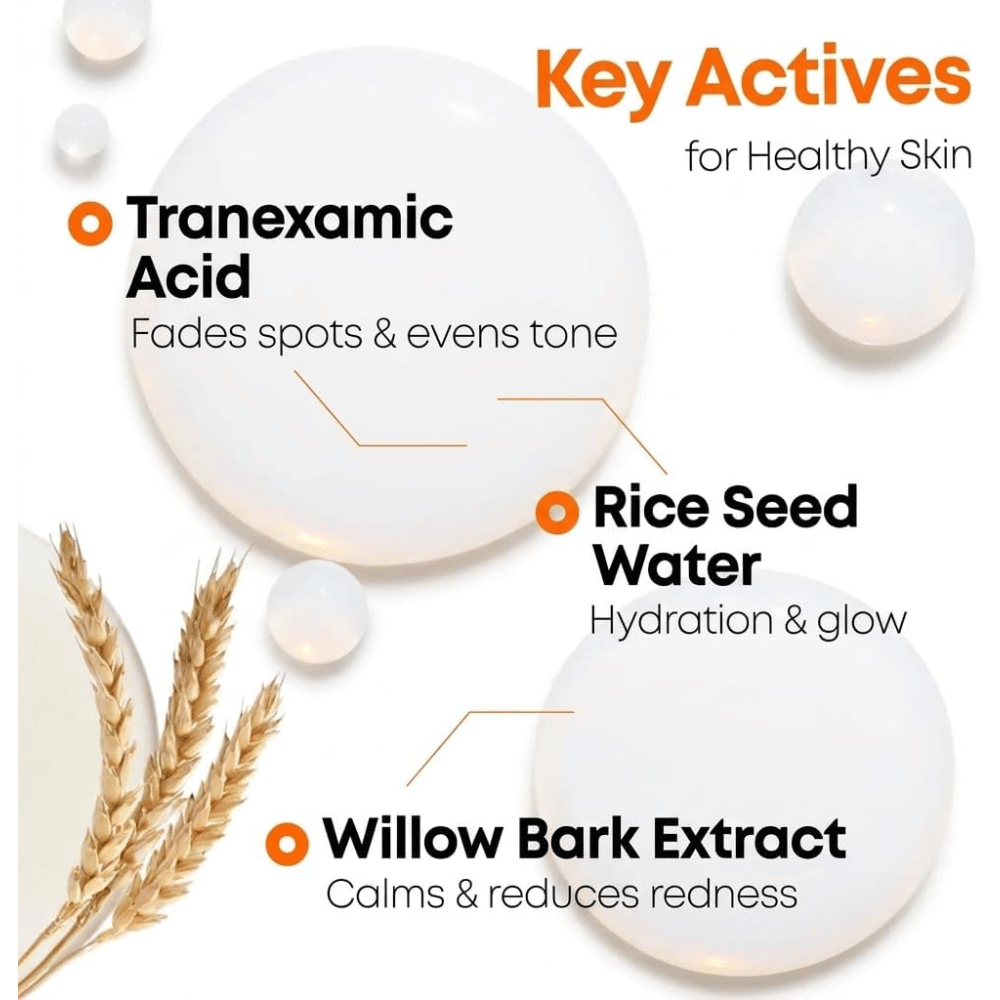 4. NINE LESS MELA-PRO Rice & TXA Toner – ključne sestavine, kot so traneksaminska kislina, rižev izvleček in izvleček vrbovega lubja, za bolj enakomeren ten kože in sijaj