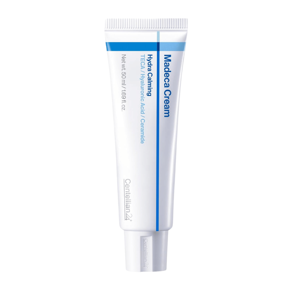 5. Centellian24 Madeca Cream Hydra Calming 50 ml – bela tuba z modrimi detajli na belem ozadju