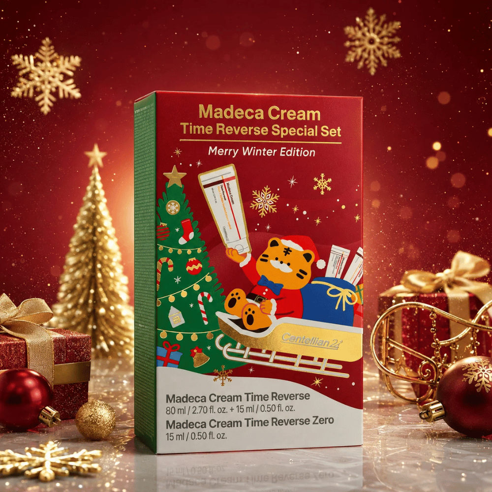 3. Centellian24 Madeca Cream Time Reverse Special Set Merry Winter Edition – božična embalaža z božičnim drevescem, božičnimi darili in zlatimi detajli
