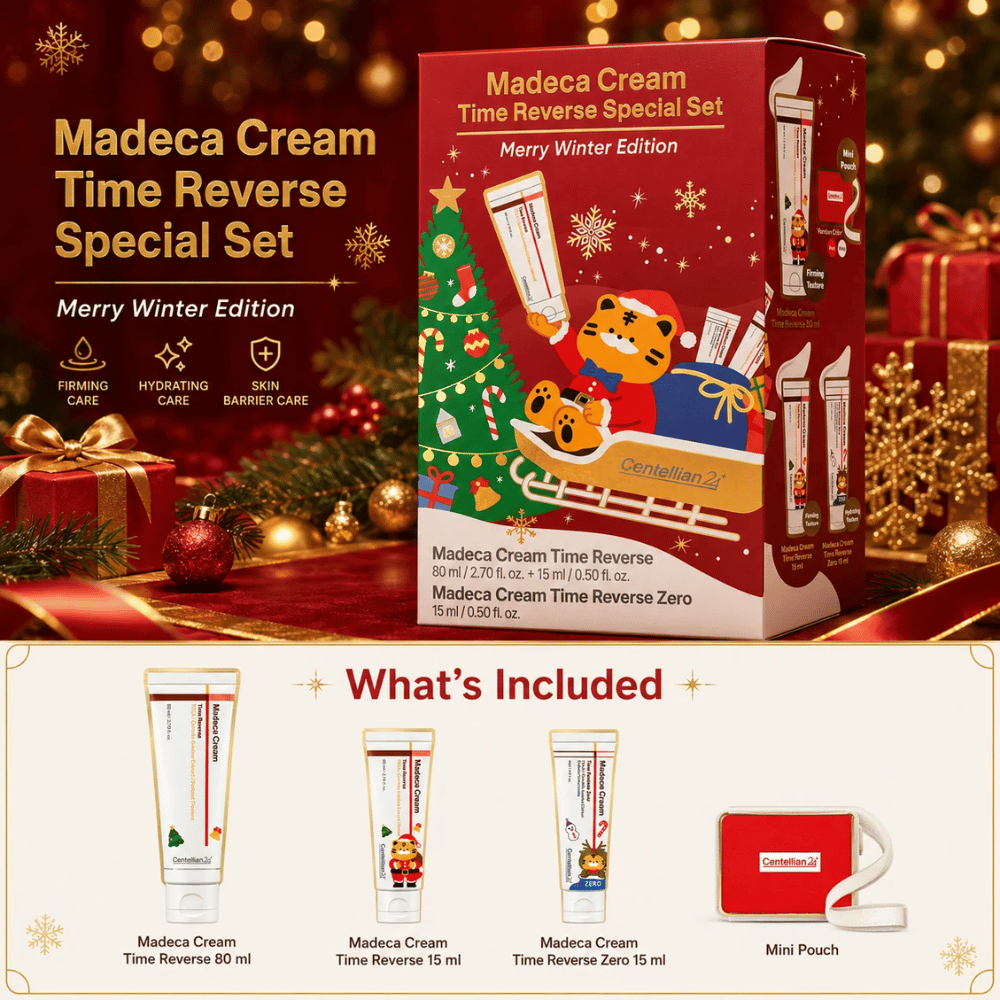 2. Centellian24 Madeca Cream Time Reverse Special Set Merry Winter Edition – darilni komplet s tremi kremami za obraz in mini torbico