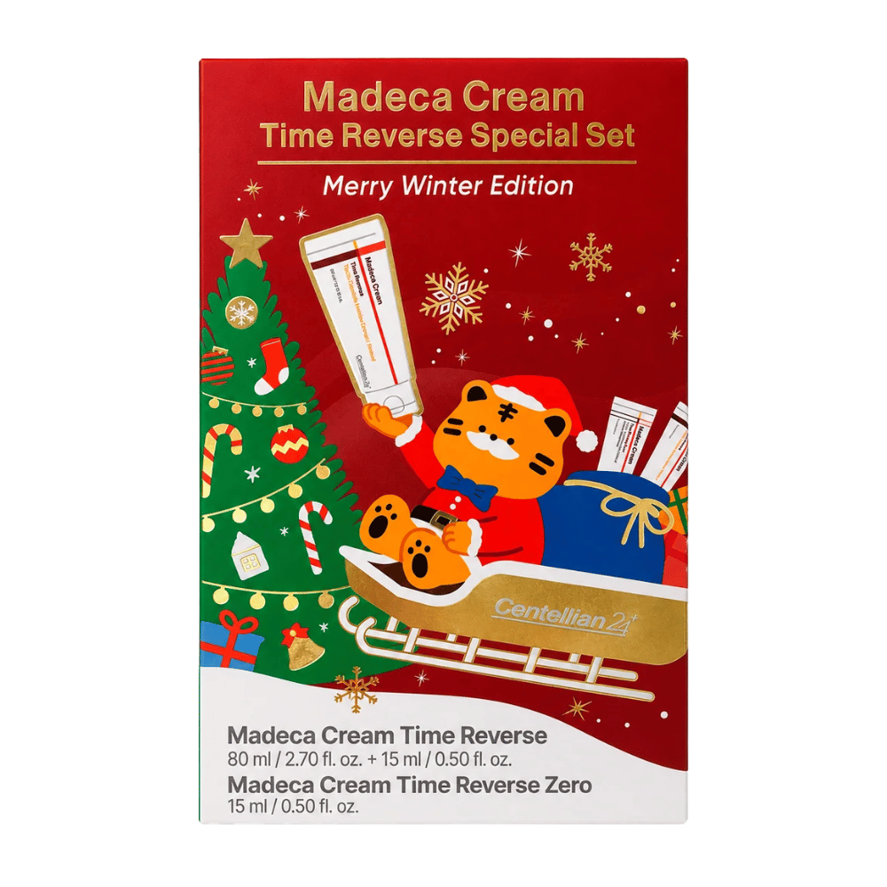 1. Centellian24 Madeca Cream Time Reverse Special Set Merry Winter Edition – božični komplet za nego kože v rdeči darilni embalaži