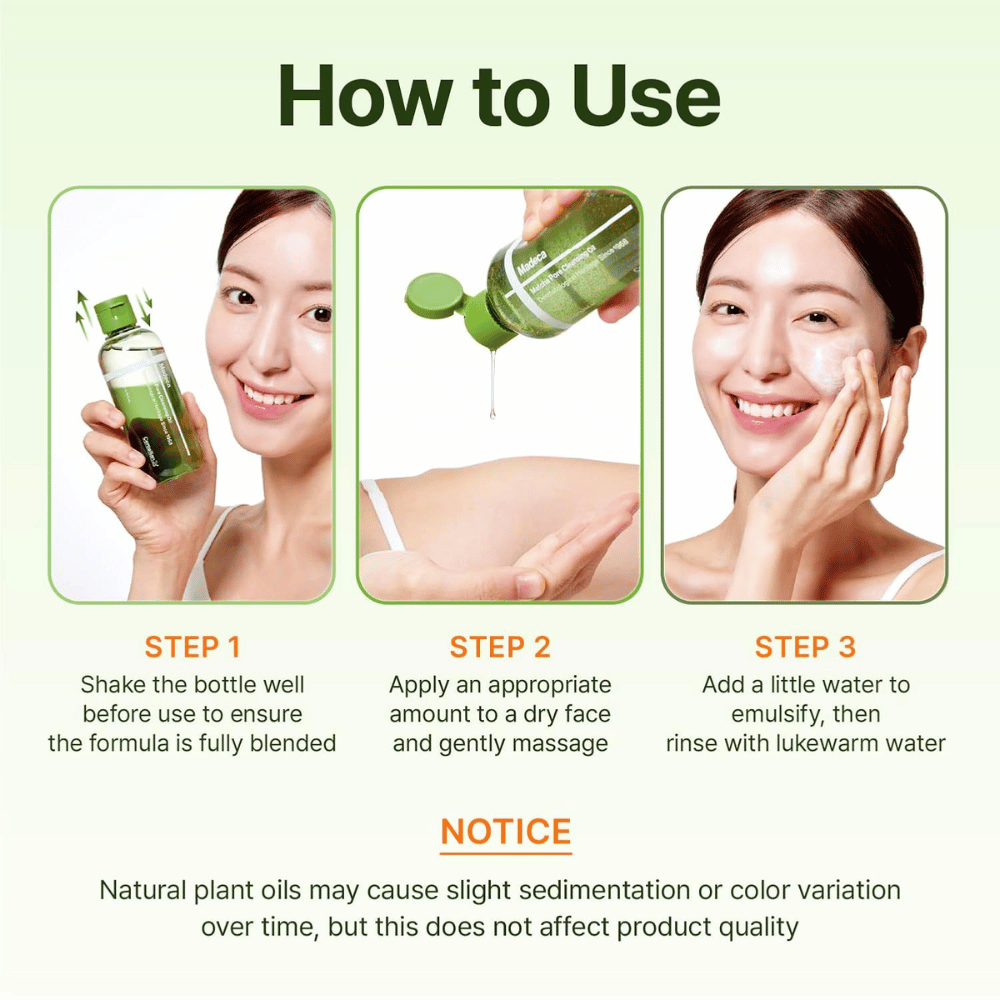 Centellian24 Madeca Matcha Pore Cleansing Oil vodnik za uporabo pri čiščenju kože