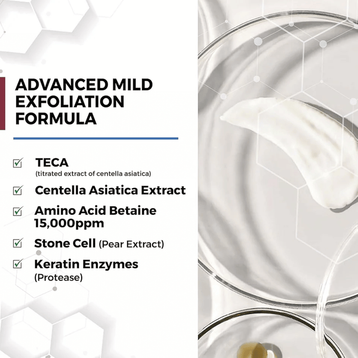 Centellian24 Madeca Amino Acid Cleansing Foam sestavine – blaga piling formula z TECA, izvlečkom Centella Asiatica, aminokislinami in keratin-encimi, ki pomagajo nežno očistiti kožo in odstraniti mrtve kožne celice.