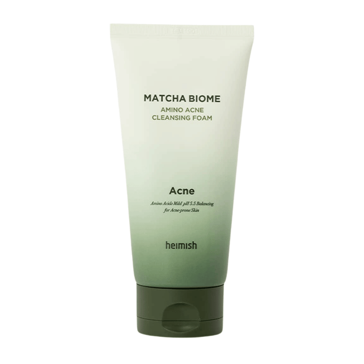 Heimish Matcha Biome Amino Acne Cleansing Foam – korejsko čistilo za obraz za aknasto in občutljivo kožo z matcho in aminokislinami