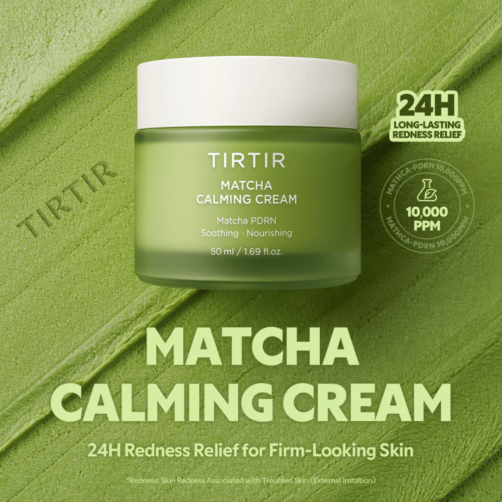 TIRTIR Matcha Calming Cream s ceramidi, pantenolom in peptidi, ki globinsko vlažijo, krepijo kožno bariero in izboljšujejo elastičnost.