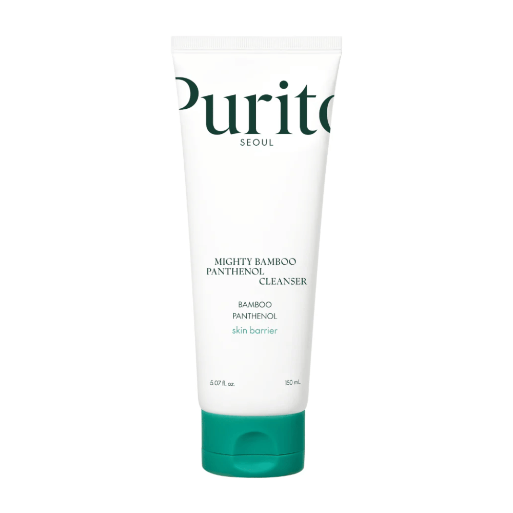 Purito Mighty Bamboo Panthenol Cleanser – nežen, veganski čistilec za obraz z bambusom in pantenolom, ki krepi kožno pregrado in čisti brez izsuševanja.