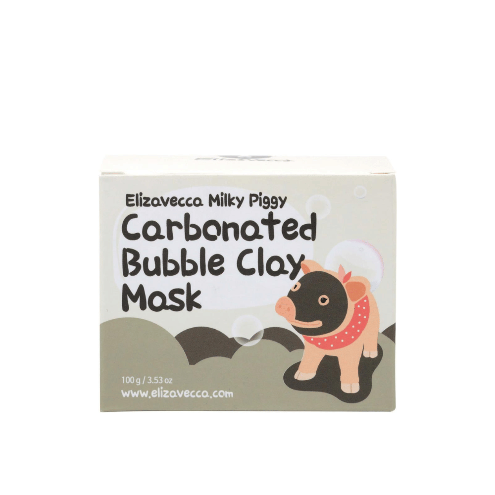 Elizavecca Milky Piggy Carbonated Bubble Clay Mask 100 g – korejska mehurčkasta maska z ogljikovim dioksidom in glino, ki globinsko čisti pore in odstranjuje odvečni sebum.