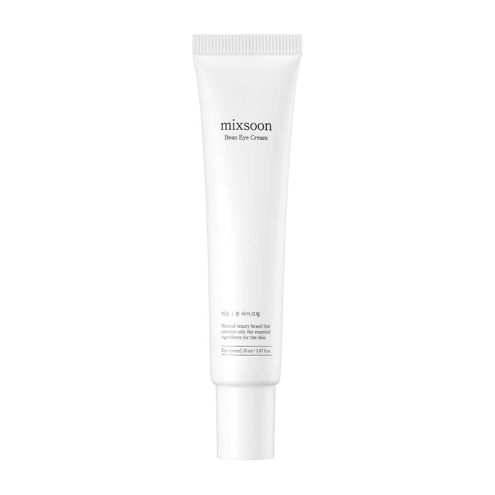 Bela tuba kreme za oči iz Mixsoona, označena 'Bean Eye Cream', na popolnoma beli podlagi.