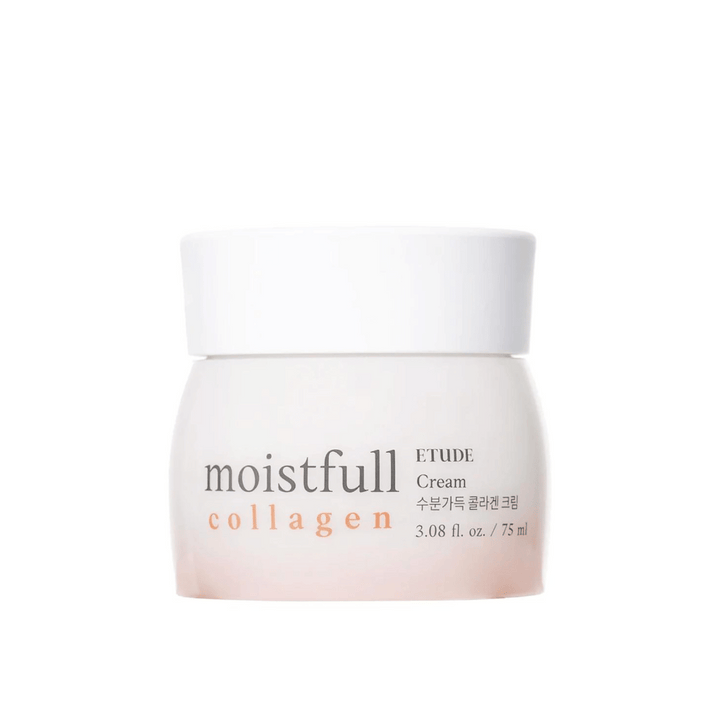 Kozarec z "Moistfull Collagen Cream" iz ETUDE, bela podlaga.