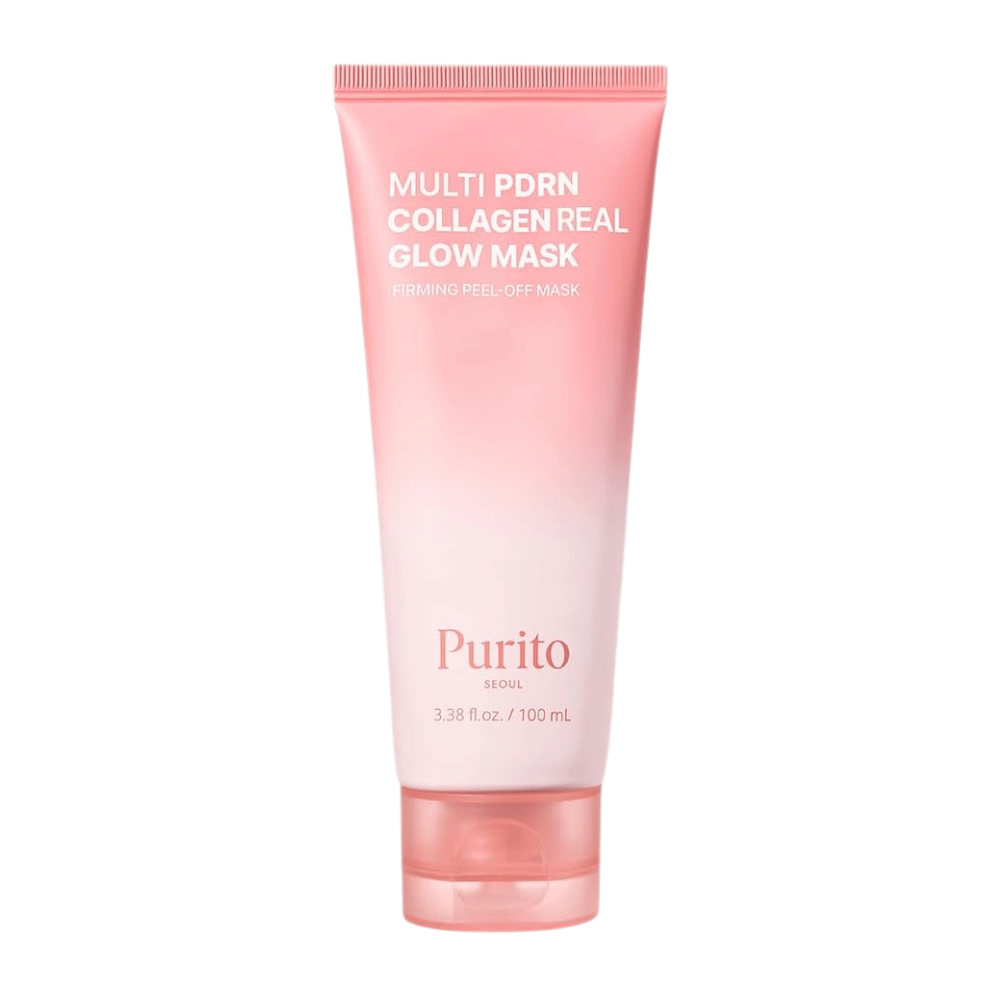 Purito SEOUL Multi PDRN Collagen Real Glow Mask 100 ml – slika izdelka rožnate peel-off maske v tubi