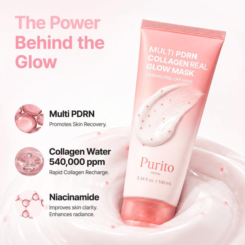 Purito SEOUL Multi PDRN Collagen Real Glow Mask – peel-off maska z PDRN, kolagensko vodo in niacinamidom za sijaj