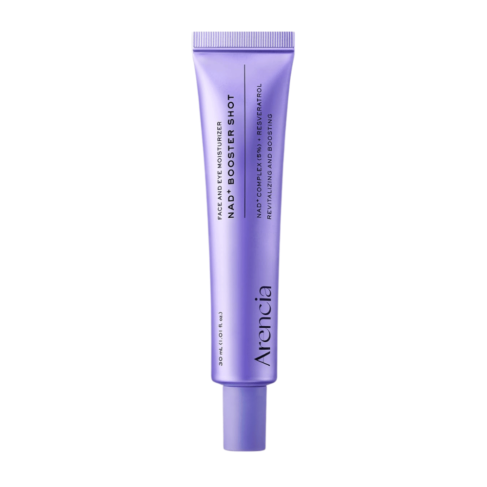 Arencia NAD+ Booster Shot 30 ml – korejska krema za obraz z NAD+ Complex in resveratrolom za čvrstost, vlaženje in sijaj.