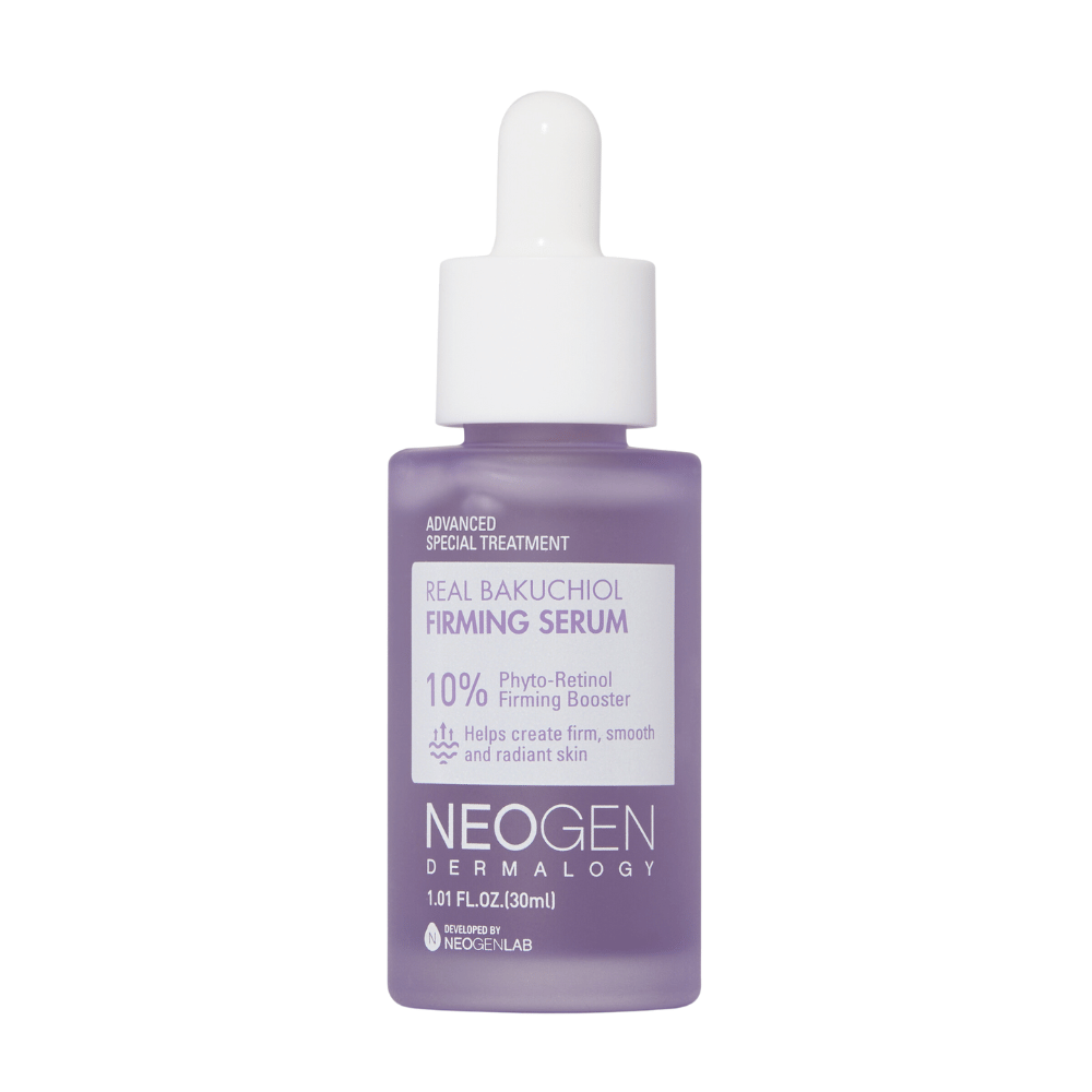 A NEOGEN Dermalogy Real Bakuchiol Firming Serum 30ml z učvrstitvenimi in anti-aging sestavinami.