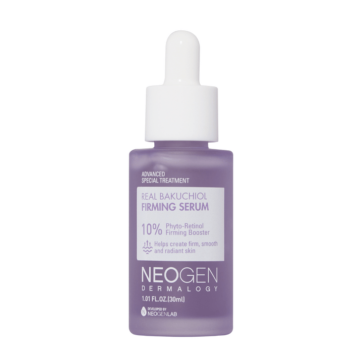 A NEOGEN Dermalogy Real Bakuchiol Firming Serum 30ml z učvrstitvenimi in anti-aging sestavinami.