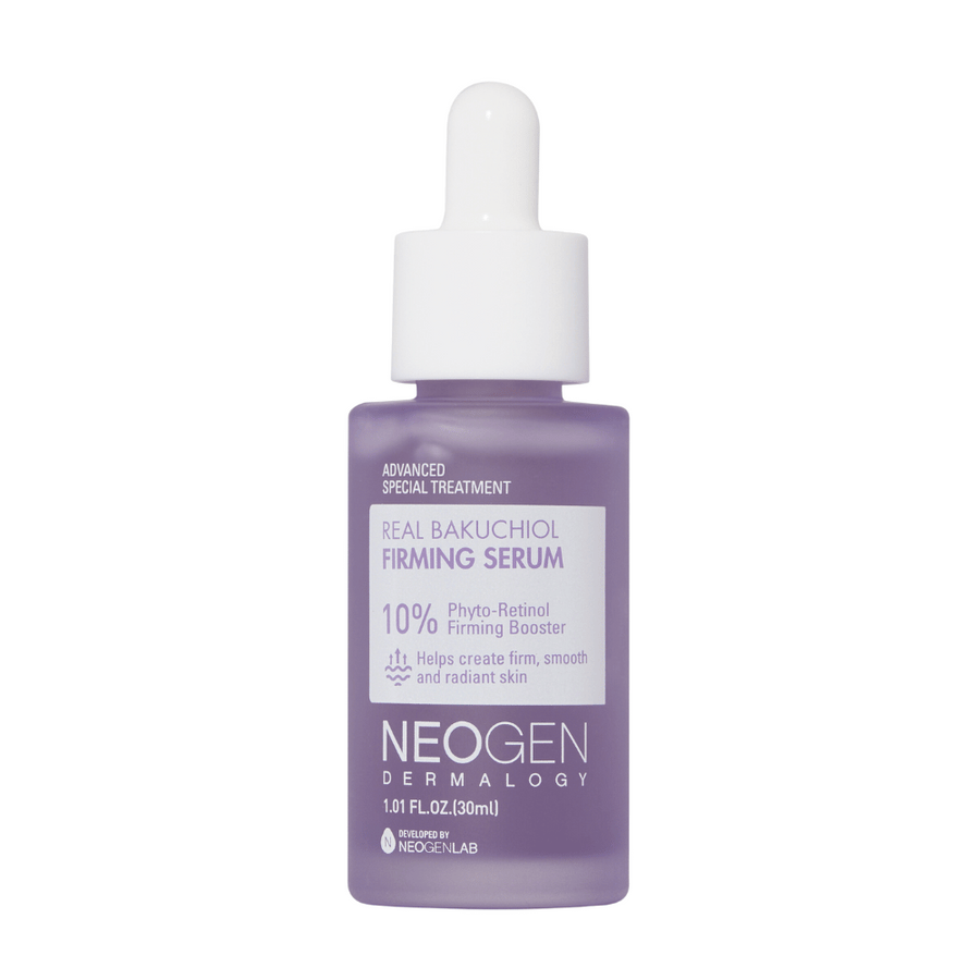 A NEOGEN Dermalogy Real Bakuchiol Firming Serum 30ml z učvrstitvenimi in anti-aging sestavinami.