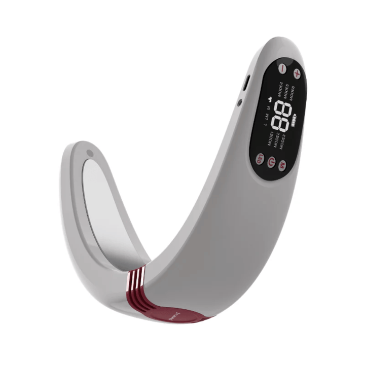 Kotna slika Beaund Nmode Pro, ki prikazuje ergonomsko U-oblikovano konstrukcijo. Zasnova je razvita za tesen stik s področjem tretmaja.