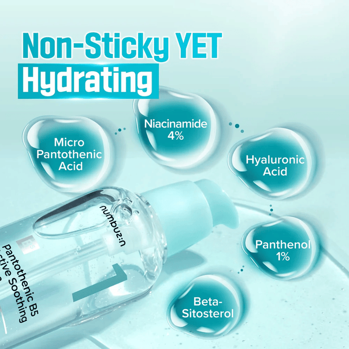 numbuzin No.1 Pantotenska B5 serum s 4% niacinamida, 1% pantenola in hialuronsko kislino – vlažilni in sebum uravnavajoči serum proti mozoljem