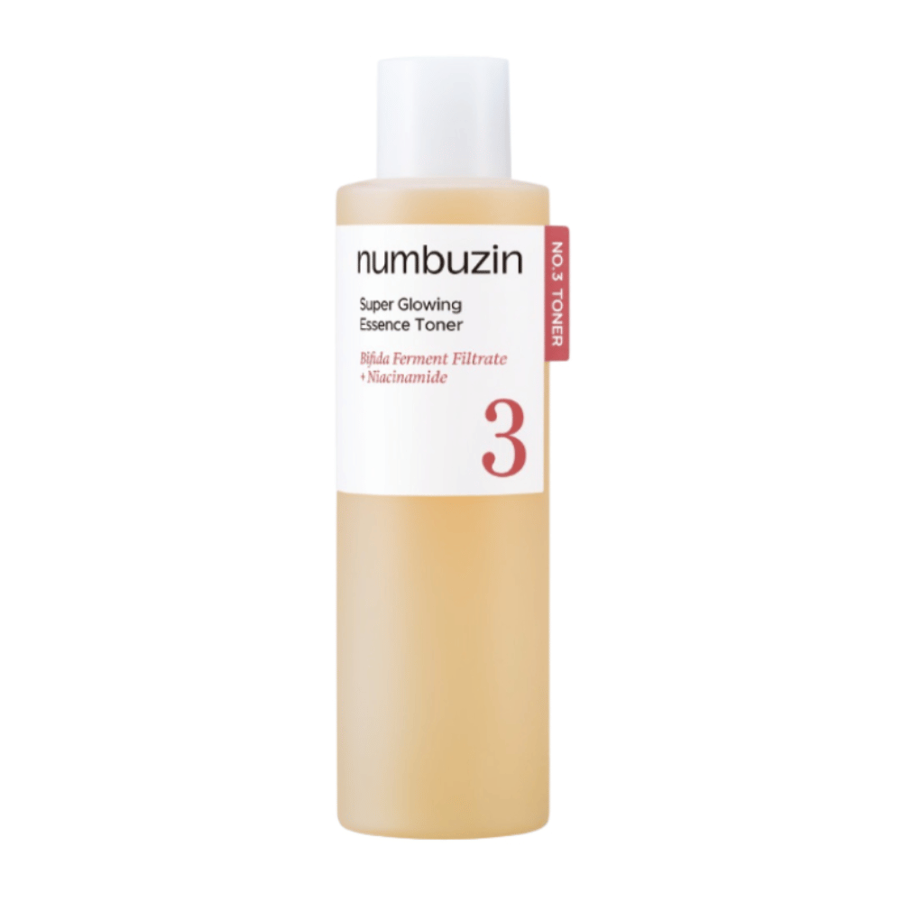 Numbuzin No.3 Super Glowing Essence Toner – sijoč toner z bifida fermentiranim filtratom in niacinamidom.
