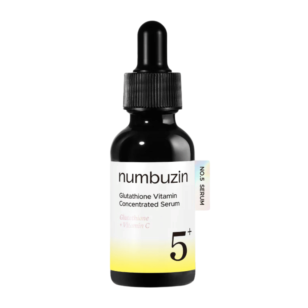 numbuzin No.5+ Glutathione Vitamin Concentrated Serum – korejski serum za obraz z glutationom in vitaminom C za temne madeže in neenakomeren ten kože.