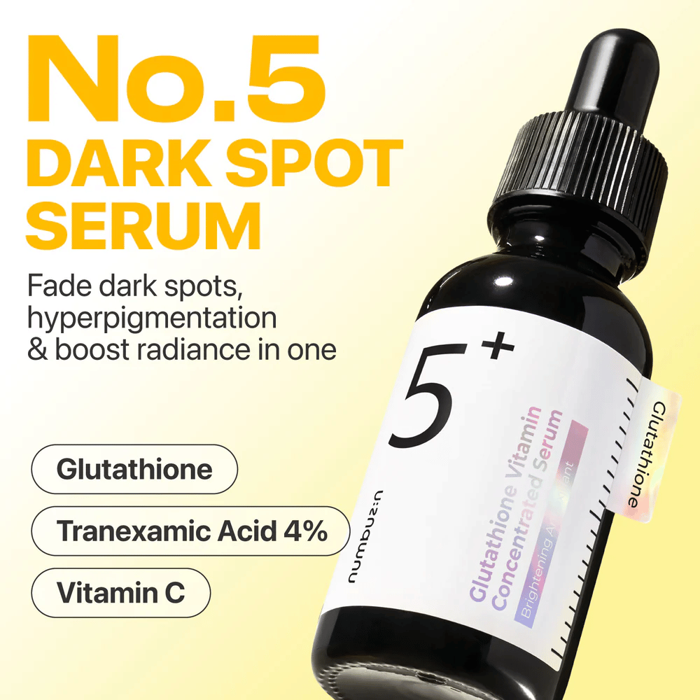 Slika izdelka Numbuzin No.5 Dark Spot Serum z Glutathione, Traneksaminsko kislino in Vitaminom C za posvetlitev kože.