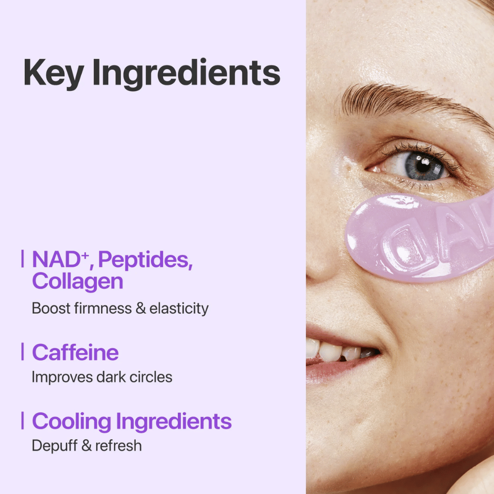 Povečana slika numbuzen No.9 NAD+ Collagen Eye Patch – vsebuje NAD+, kolagen in peptide, ki krepijo in vlažijo kožo pod očmi.
