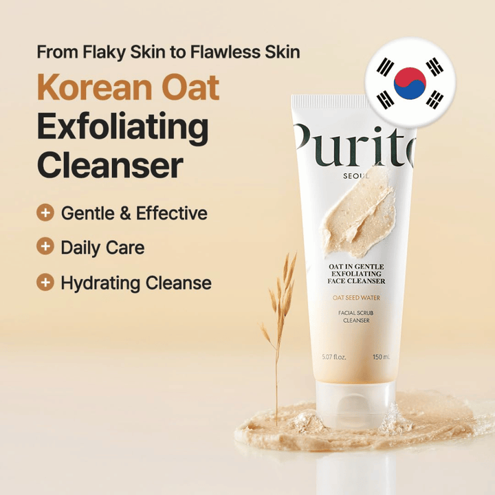 Purito Oat In Gentle Exfoliating Face Cleanser 150 ml – korejsko čistilo za obraz z ovsenimi delci za vsakodnevno blago piling