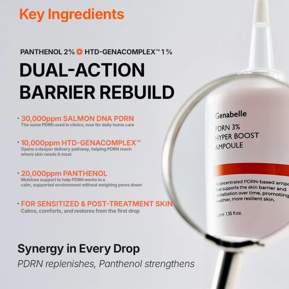 Genabelle PDRN 3% Hyper Boost Ampoule z PDRN, pantenolom in HTD-GENACOMPLEX