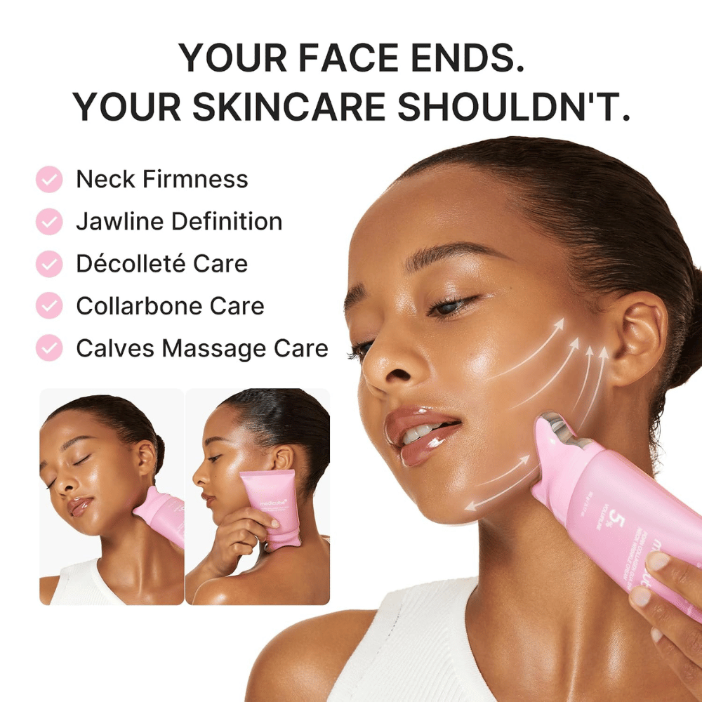 3. Medicube PDRN Collagen Gua Sha Neck Wrinkle Cream – učvrstitvena masaža za vrat in čeljustno linijo