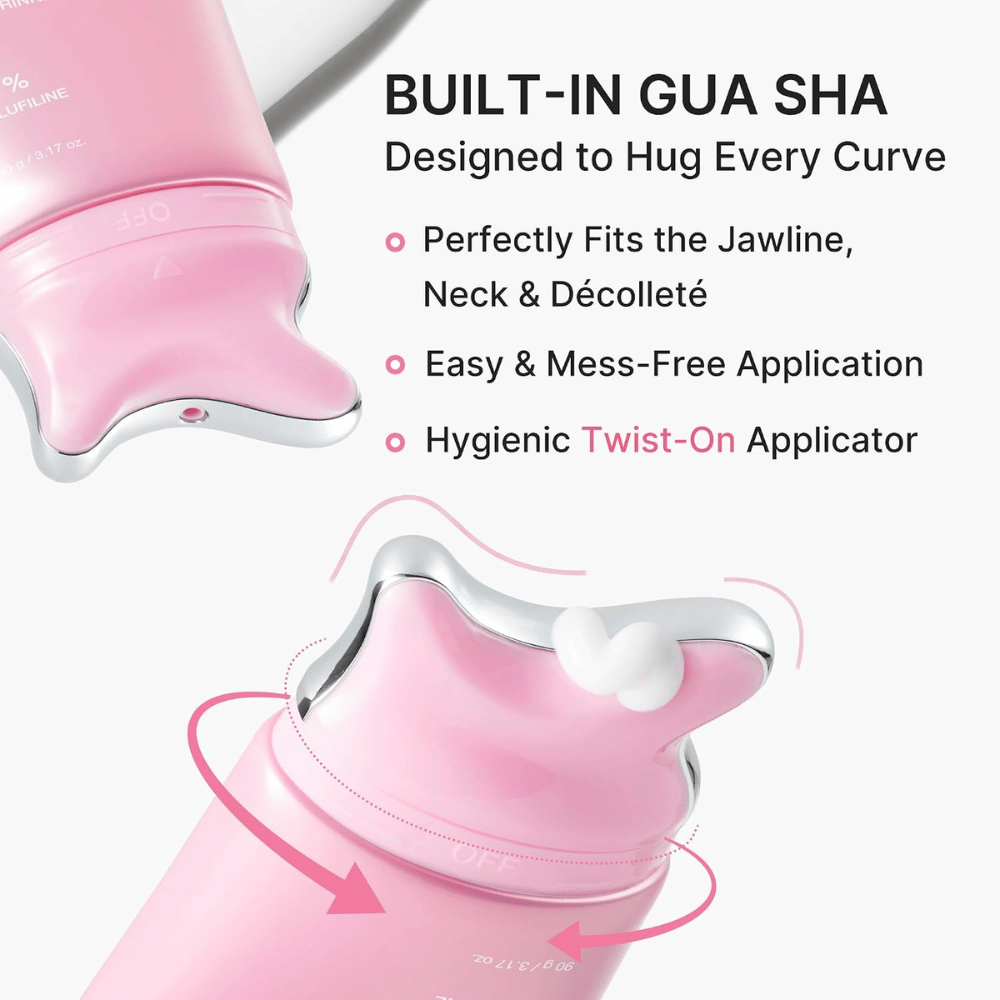 2. Medicube PDRN Collagen Gua Sha Neck Wrinkle Cream – vgrajen gua sha aplikator za vrat, čeljustno linijo in dekolte