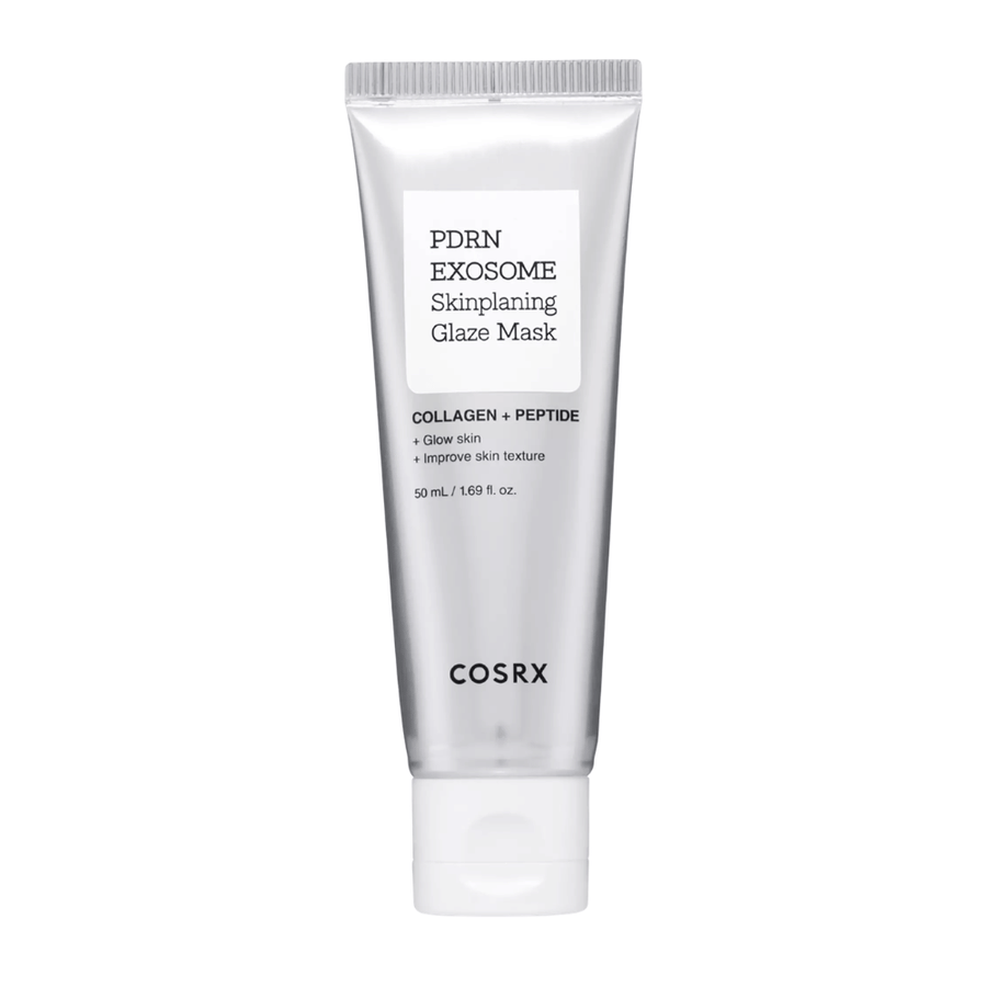COSRX PDRN EXOSOME Skinplaning Glaze Mask – maska za obraz z PDRN in peptidi, ki vlažijo, izenačijo teksturo kože in dajejo sijaj.