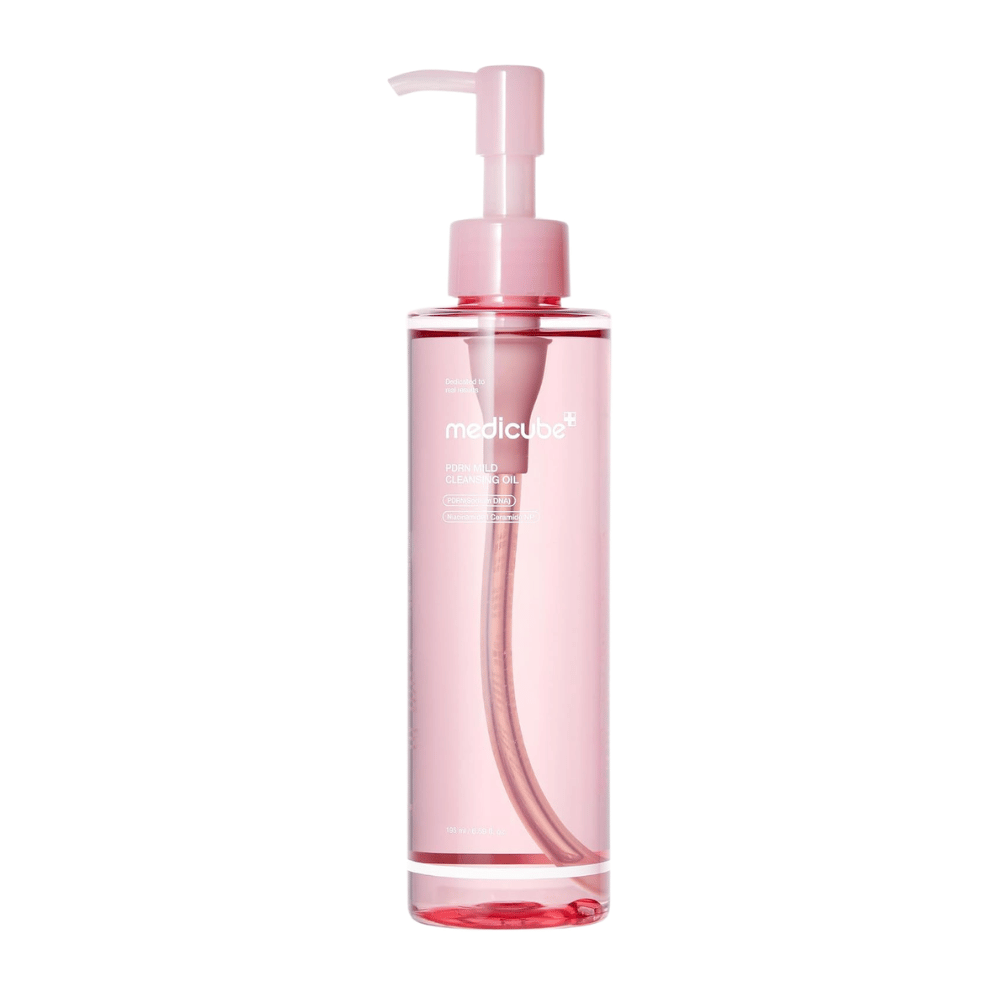 5. Medicube PDRN Mild Cleansing Oil 195 ml – rožnato čistilno olje za obraz s pumpico